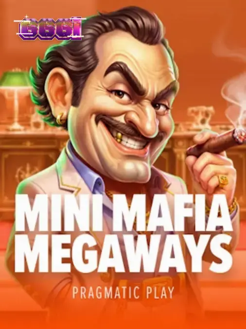 Mini Mafia Megaways slot interface showing the mansion theme and Megaways grid